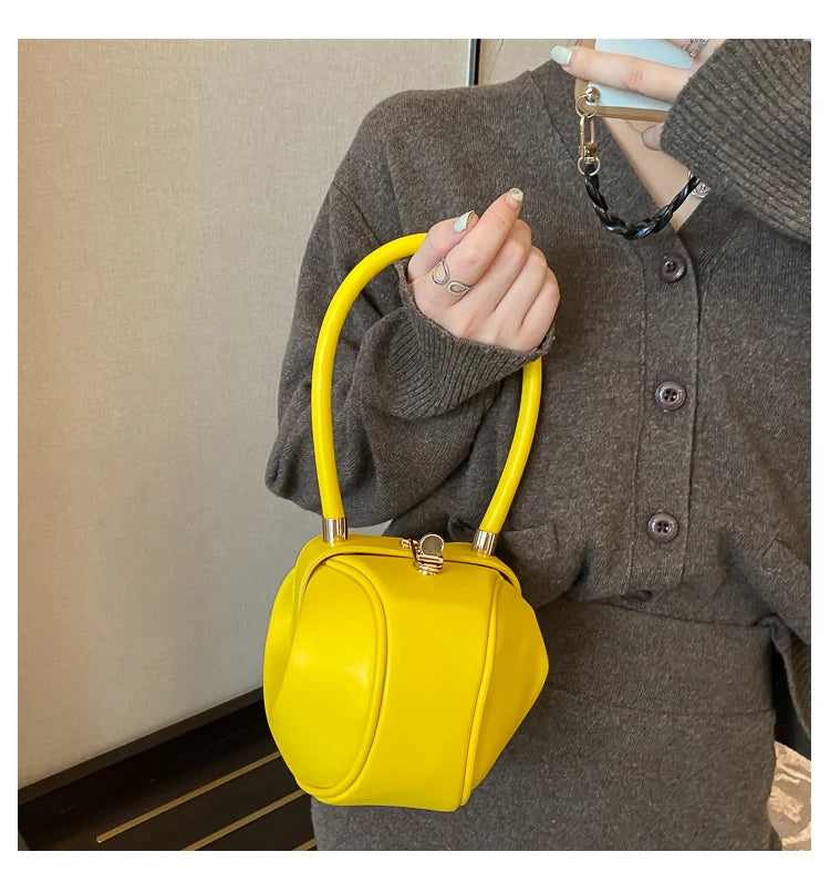Round Ball Women's Handbag Brand Designer Bowling Bag PU Leather Mini Shoulder Bags Female Luxury Purse Fashion Armpit Bag