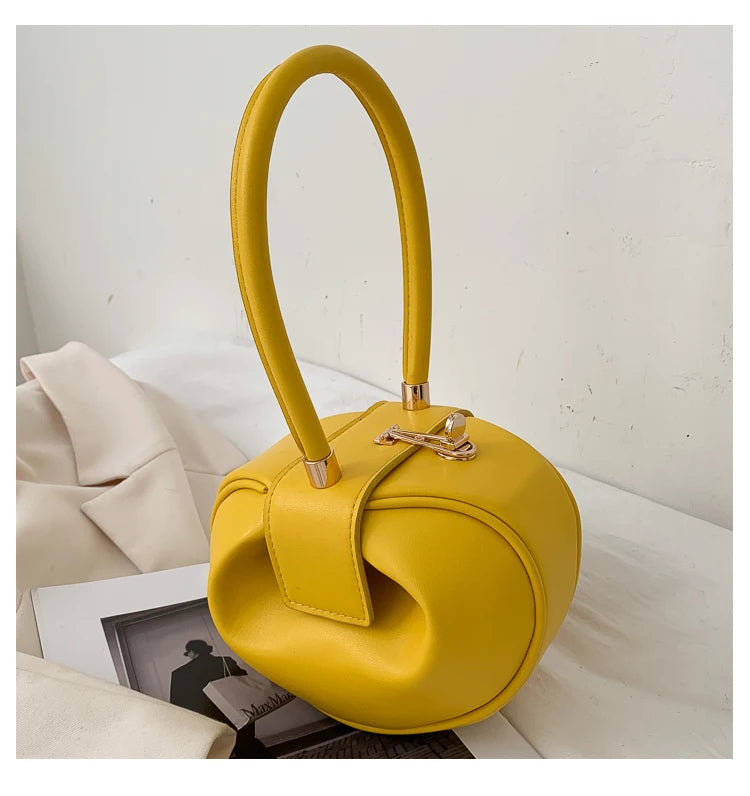 Round Ball Women's Handbag Brand Designer Bowling Bag PU Leather Mini Shoulder Bags Female Luxury Purse Fashion Armpit Bag