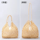 Simple Casual Handwoven Wooden Bead Handbag New Retro Versatile Summer Vacation Handheld Women's Shoulder Bags Water Bucket Bag