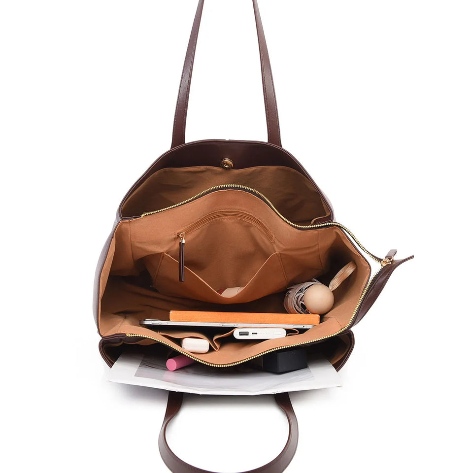 Women's Handbag, High-End Fashion Shoulder Bag, Simple Solid Color Casual Bag, Commuting and Shopping Tote Bag, Large Capacity Tote Bag