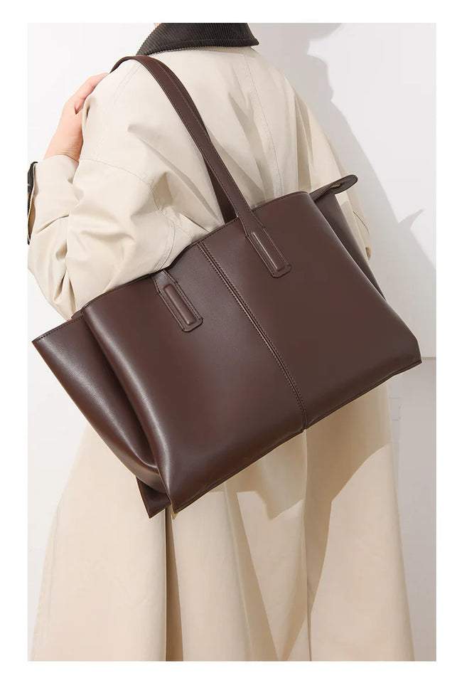 Women's Handbag, High-End Fashion Shoulder Bag, Simple Solid Color Casual Bag, Commuting and Shopping Tote Bag, Large Capacity Tote Bag