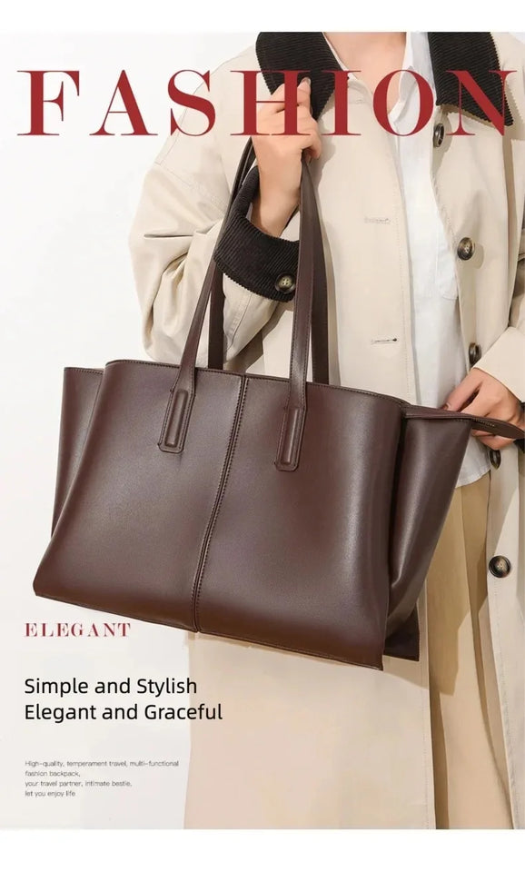 Women's Handbag, High-End Fashion Shoulder Bag, Simple Solid Color Casual Bag, Commuting and Shopping Tote Bag, Large Capacity Tote Bag