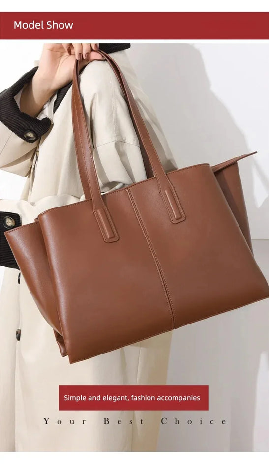 Women's Handbag, High-End Fashion Shoulder Bag, Simple Solid Color Casual Bag, Commuting and Shopping Tote Bag, Large Capacity Tote Bag