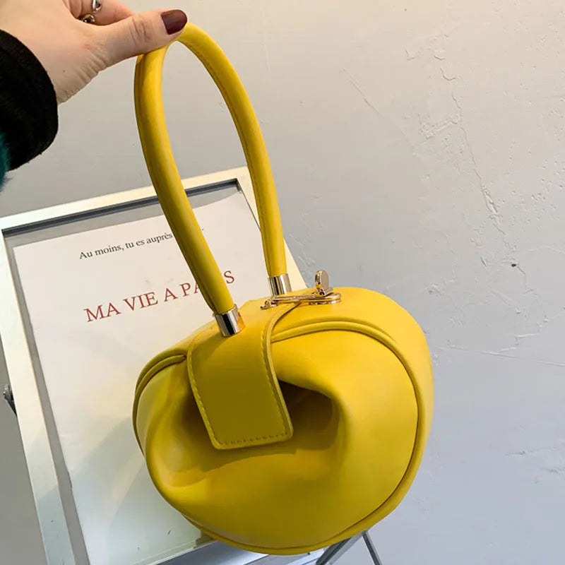 Round Ball Women's Handbag Brand Designer Bowling Bag PU Leather Mini Shoulder Bags Female Luxury Purse Fashion Armpit Bag