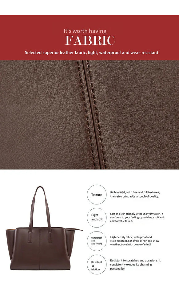 Women's Handbag, High-End Fashion Shoulder Bag, Simple Solid Color Casual Bag, Commuting and Shopping Tote Bag, Large Capacity Tote Bag