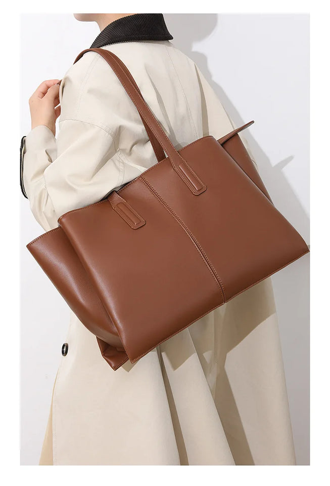 Women's Handbag, High-End Fashion Shoulder Bag, Simple Solid Color Casual Bag, Commuting and Shopping Tote Bag, Large Capacity Tote Bag