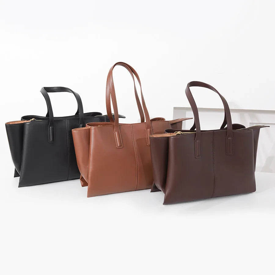 Women's Handbag, High-End Fashion Shoulder Bag, Simple Solid Color Casual Bag, Commuting and Shopping Tote Bag, Large Capacity Tote Bag