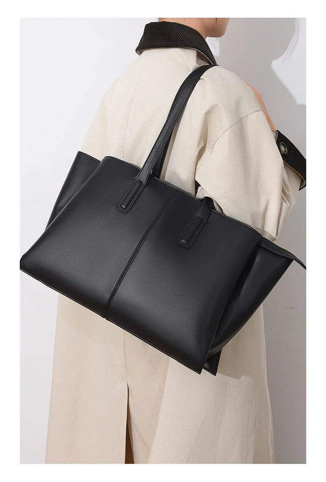 Women's Handbag, High-End Fashion Shoulder Bag, Simple Solid Color Casual Bag, Commuting and Shopping Tote Bag, Large Capacity Tote Bag
