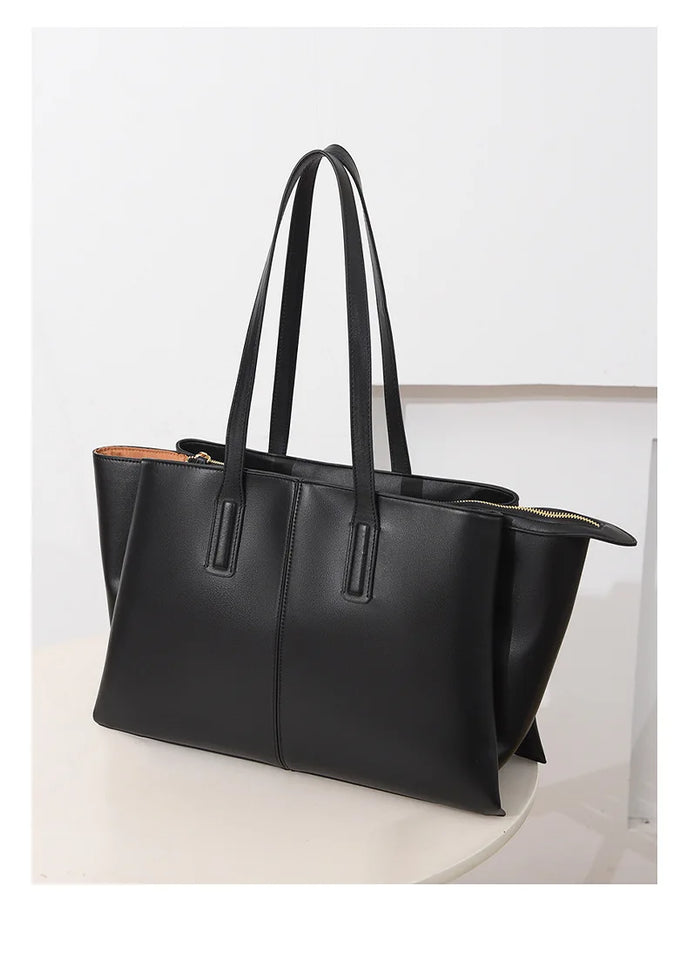 Women's Handbag, High-End Fashion Shoulder Bag, Simple Solid Color Casual Bag, Commuting and Shopping Tote Bag, Large Capacity Tote Bag